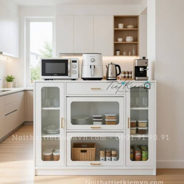 Tủ nhà bếp cánh kính đa năng ngang 1m2