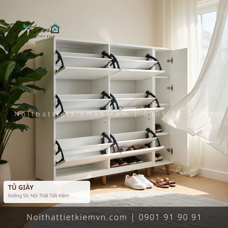 Tủ Giày đẹp giá rẻ tại Nội Thất Tiết Kiệm HCM 3+ mẫu tủ giầy cánh mở laminate giá rẻ - Tủ Giày - Nội Thất Tiết Kiệm