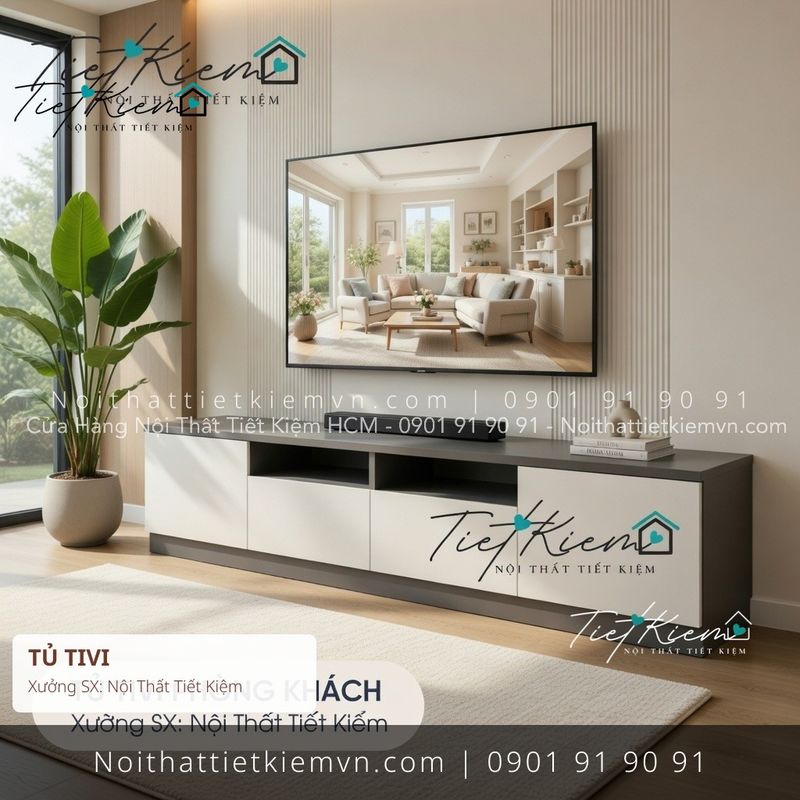 Kệ Tủ Tivi đẹp giá rẻ tại Nội Thất Tiết Kiệm HCM 3+ tủ tivi giá rẻ MDF cho chung cư - Kệ Tủ Tivi - Nội Thất Tiết Kiệm