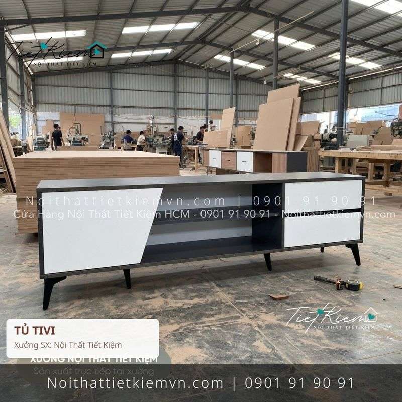 Kệ Tủ Tivi đẹp giá rẻ tại Nội Thất Tiết Kiệm HCM 52 mẫu tủ tivi MDF màu trắng cho căn hộ giá rẻ - Kệ Tủ Tivi - Nội Thất Tiết Kiệm