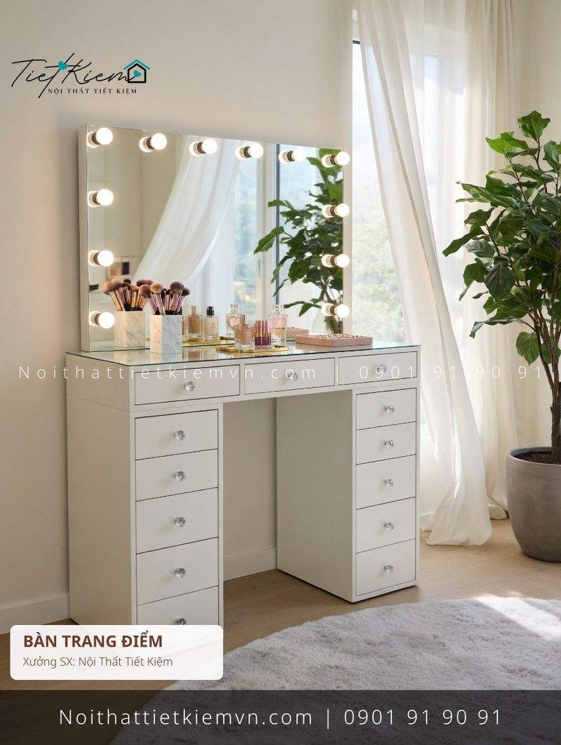 9+ bàn trang điểm cánh kính cánh lật đẹp giá rẻ - Bàn Trang Điểm - Nội Thất Tiết Kiệm