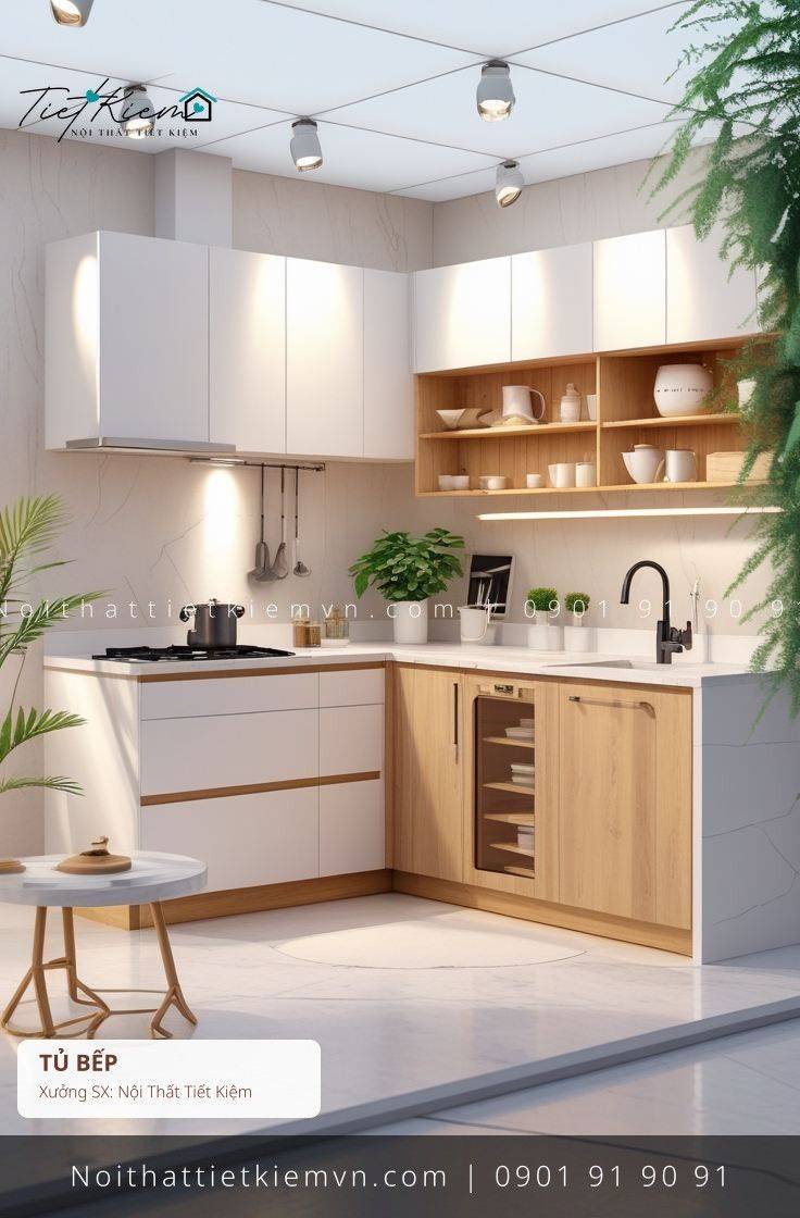 9 mẫu tủ bếp gỗ nâu hiện đại giá rẻ - Tủ Bếp - Nội Thất Tiết Kiệm