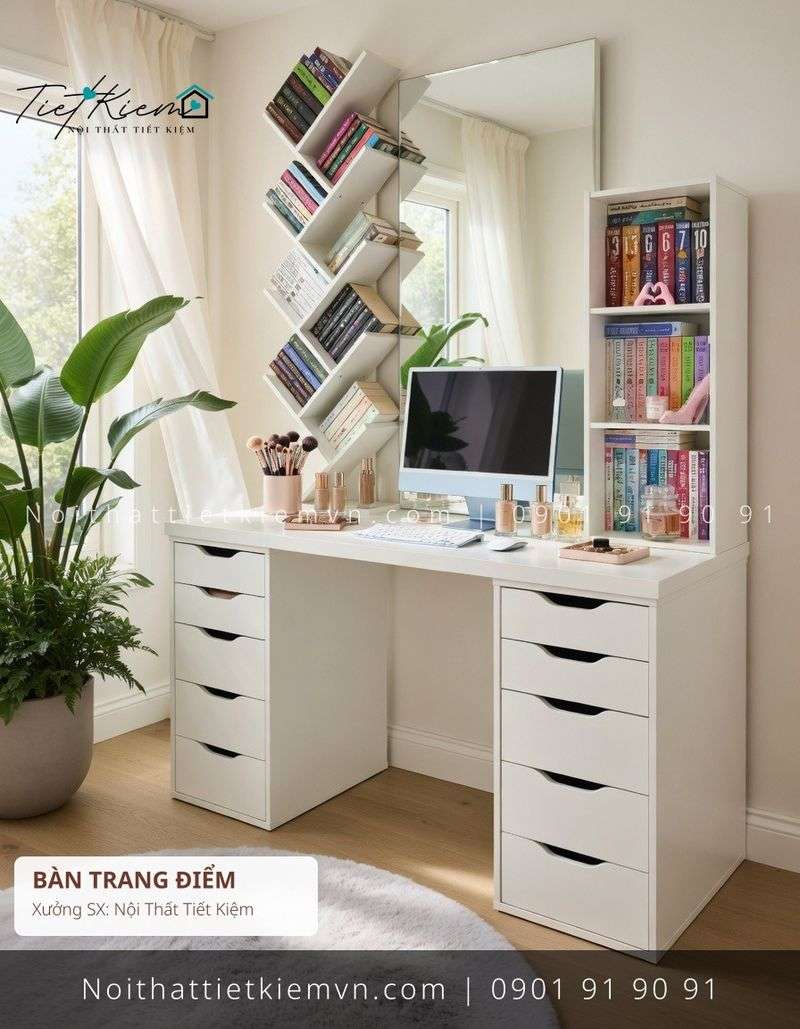 Bàn Trang Điểm đẹp giá rẻ tại Nội Thất Tiết Kiệm HCM 99+ bàn trang điểm MDF có ghế Tân Bình giá rẻ - Bàn Trang Điểm - Nội Thất Tiết Kiệm