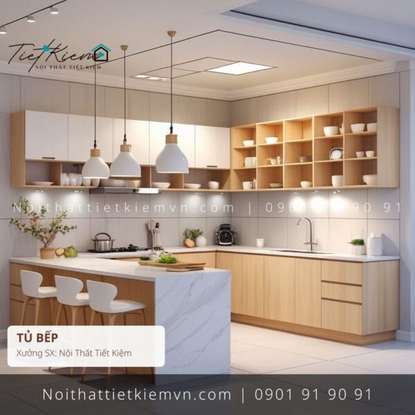 các mẫu tủ bếp cánh lùa minimal giá rẻ