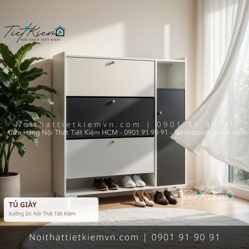 mẫu tủ để giầy MDF hiện đại giá rẻ - Tủ Giày - Nội Thất Tiết Kiệm