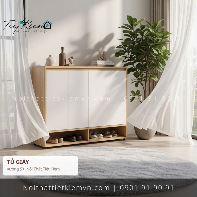 mẫu tủ để giầy MDF hiện đại giá rẻ - Tủ Giày - Nội Thất Tiết Kiệm