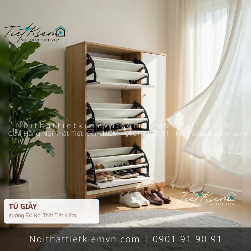 mẫu tủ để giầy MDF hiện đại giá rẻ - Tủ Giày - Nội Thất Tiết Kiệm