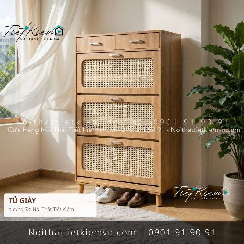 mẫu tủ giầy cánh lùa homestay giá rẻ - Tủ Giày - Nội Thất Tiết Kiệm