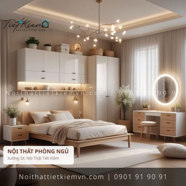 top 3 giường MDF có gương quận 2 giá rẻ 1 Giường Ngủ Nội Thất Tiết Kiệm HCM