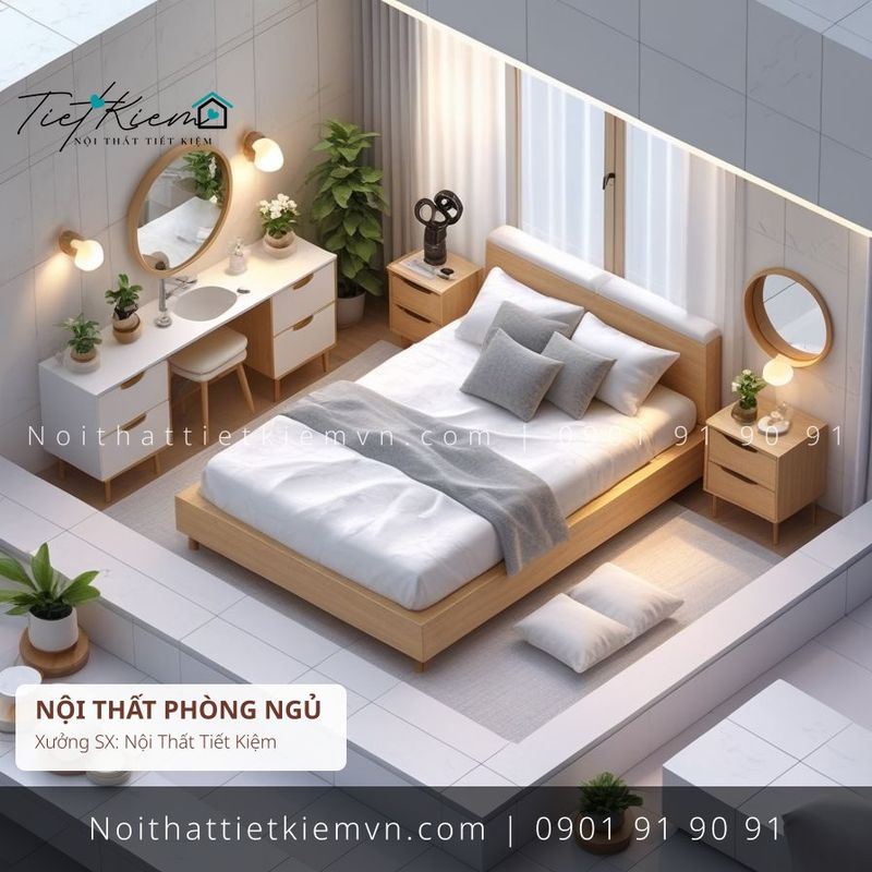 Giường Ngủ đẹp giá rẻ tại Nội Thất Tiết Kiệm HCM top 3 giường MDF có gương quận 2 giá rẻ - Giường Ngủ - Nội Thất Tiết Kiệm