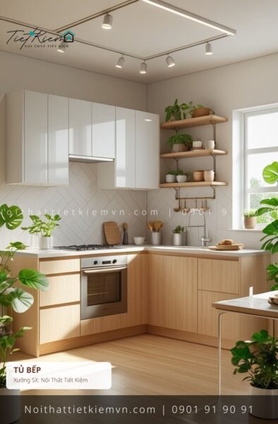 top 9 các mẫu tủ bếp thông minh chung cư đẽp giá rẻ 1 Tủ Bếp Nội Thất Tiết Kiệm HCM