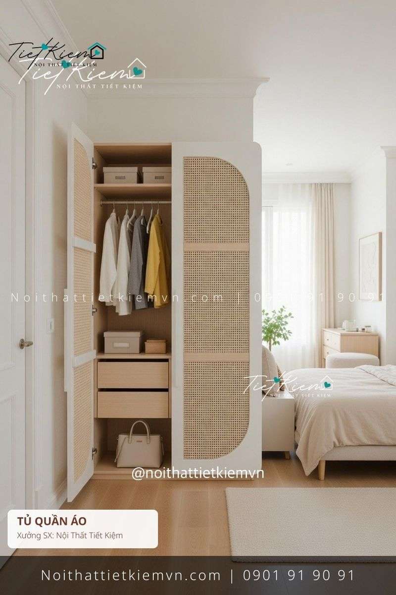 top tủ quần áo cao cấp decor Japandi giá rẻ - Tủ Quần Áo - Nội Thất Tiết Kiệm