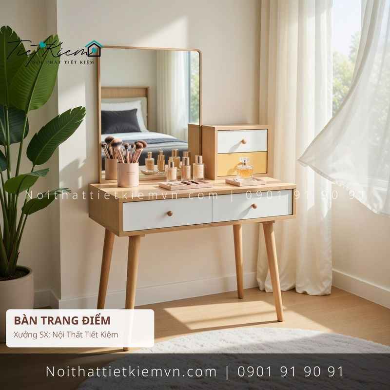 19 mẫu bàn trang điểm màu nâu gỗ sang trọng giá rẻ - Bàn Trang Điểm - Nội Thất Tiết Kiệm