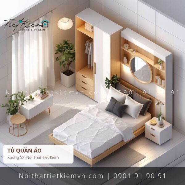 19 mẫu tủ quần áo cửa lùa căn hộ đẽp giá rẻ 1 Tủ Quần Áo Nội Thất Tiết Kiệm HCM