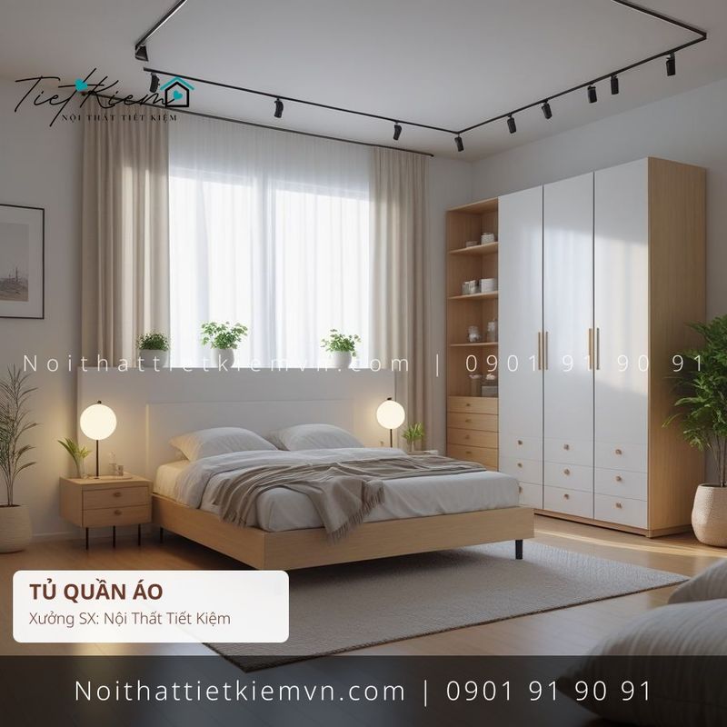 Tủ Quần Áo đẹp giá rẻ tại Nội Thất Tiết Kiệm HCM 3+ tủ quần áo đẹp MDF cho biệt thự giá rẻ - Tủ Quần Áo - Nội Thất Tiết Kiệm