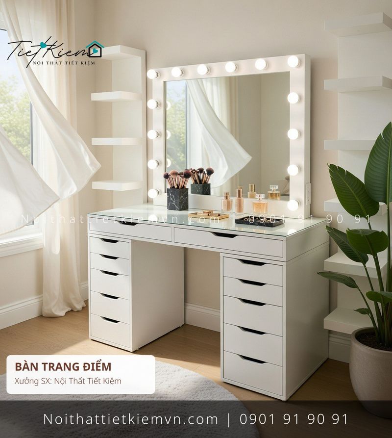 39+ mẫu bàn trang điểm hiện đại có ghế cho nhà phố giá rẻ - Bàn Trang Điểm - Nội Thất Tiết Kiệm