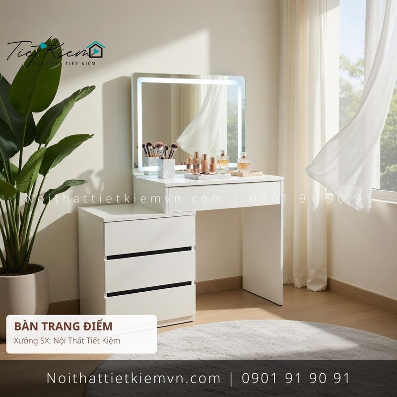 mẫu bàn trang điểm cửa kính siêu sang giá rẻ - Bàn Trang Điểm - Nội Thất Tiết Kiệm