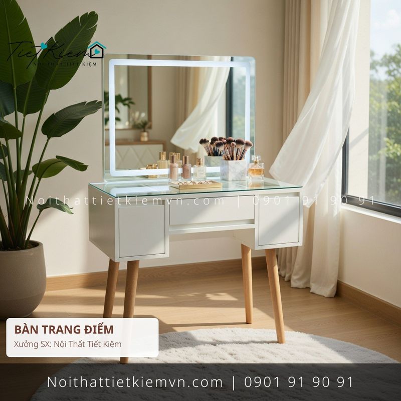 top 3 các mẫu bàn trang điểm cửa kính xưởng mộc giá rẻ - Bàn Trang Điểm - Nội Thất Tiết Kiệm