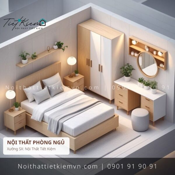 top 3 các mẫu giường gỗ màu xám cho căn hộ giá rẻ 1 Giường Ngủ Nội Thất Tiết Kiệm HCM