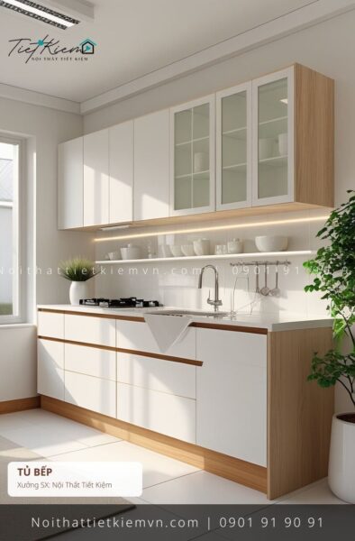 top 9 các mẫu tủ bếp cửa lùa japandi đẽp giá rẻ