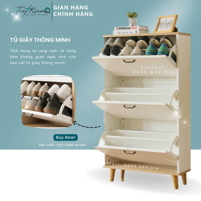 Bố trí tủ giày gỗ thu hút phong thủy 12 tu-giay-go