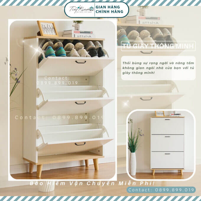 Bố trí tủ giày gỗ thu hút phong thủy 13 tu-giay-go