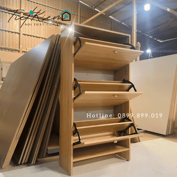 tủ giày gỗ sồi